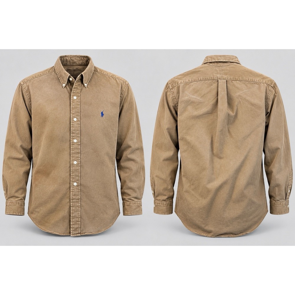 Ralph Lauren Blake Shirt Mens M Brown Button Down Long Sleeve Cotton Casual